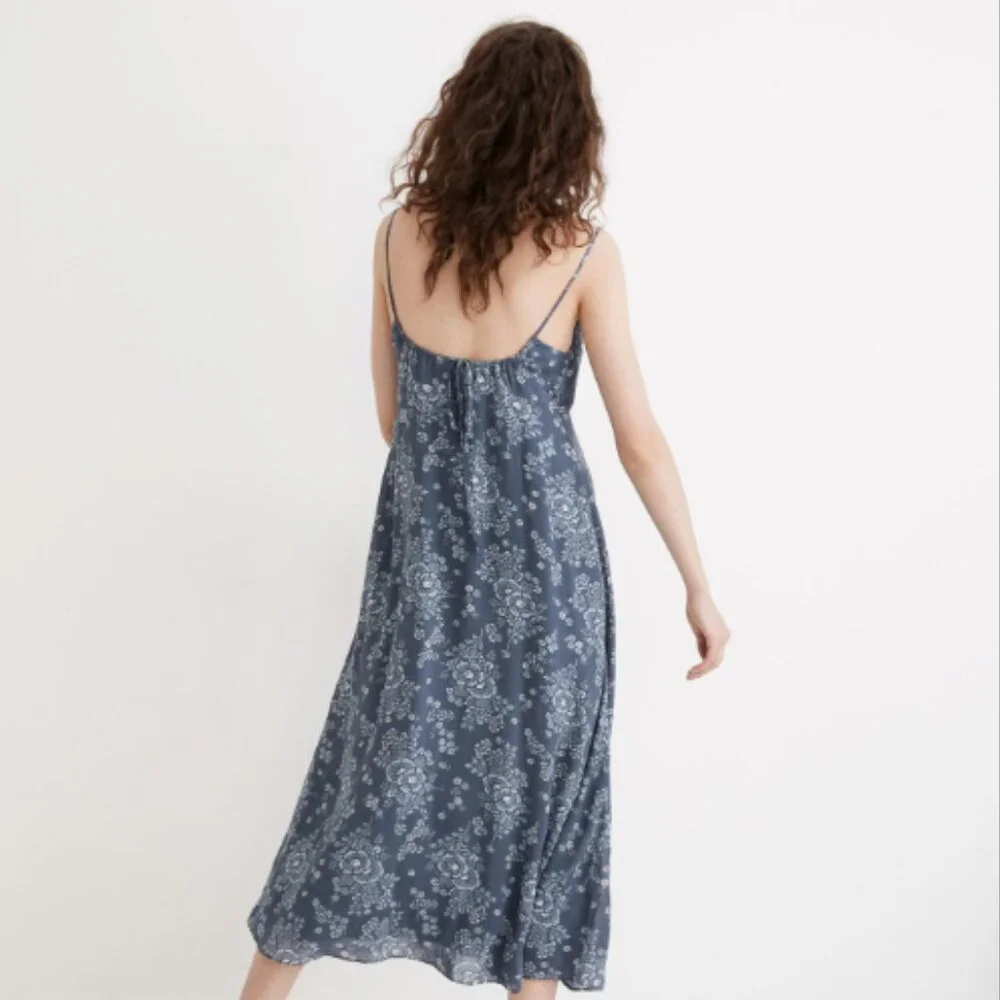 Madewell Archival Floral Tie-Back Button-Front Midi Dress Size 0 NWT - Picture 3 of 15